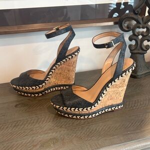 J Lo Black Wedge Sandals (size 10)